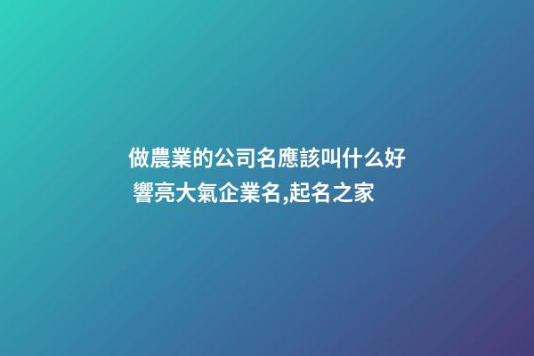 做農業的公司名應該叫什么好 響亮大氣企業名,起名之家-第1張-公司起名-玄機派
